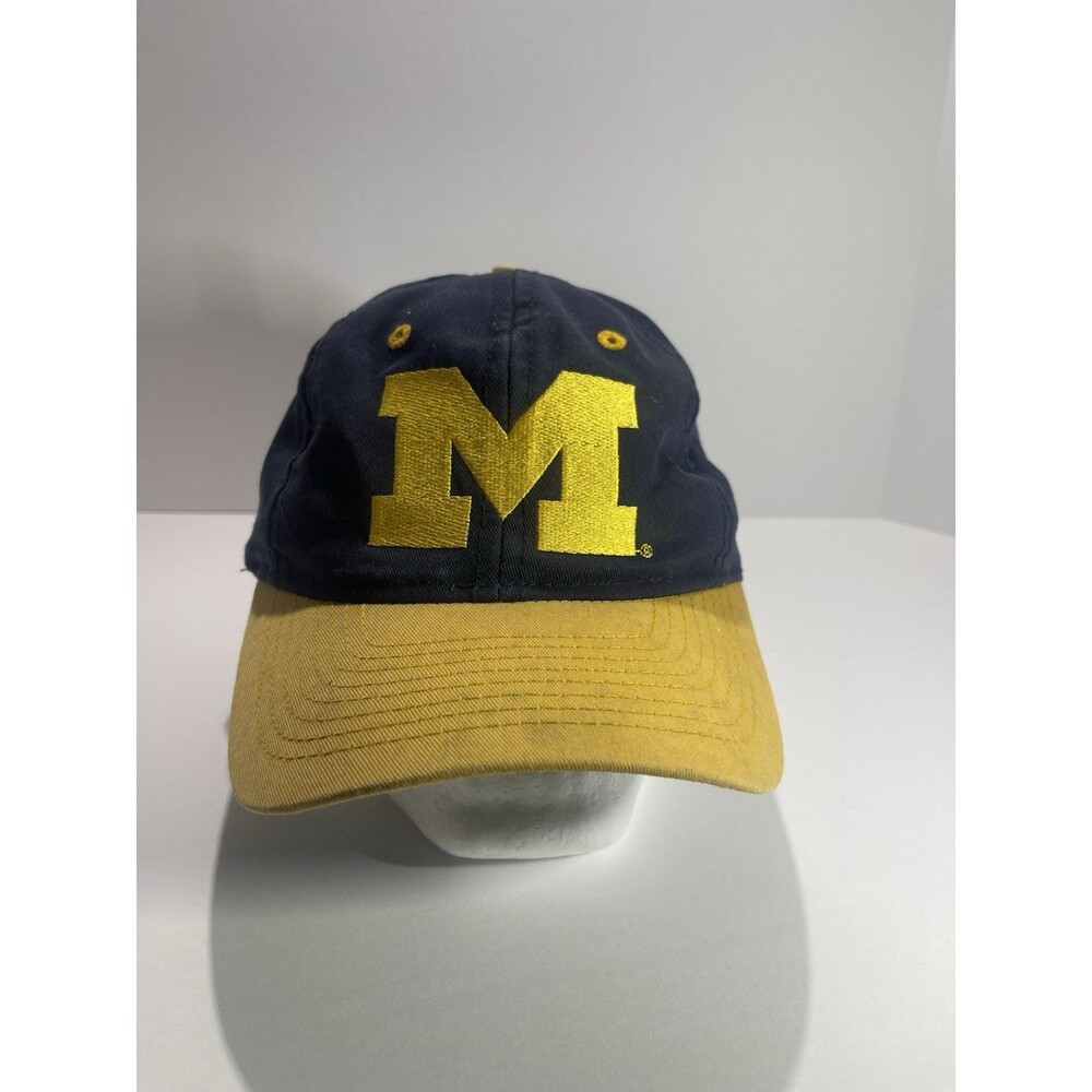vintage michigan wolverines SnapBack Hat Spelled Out Blue And Yellow